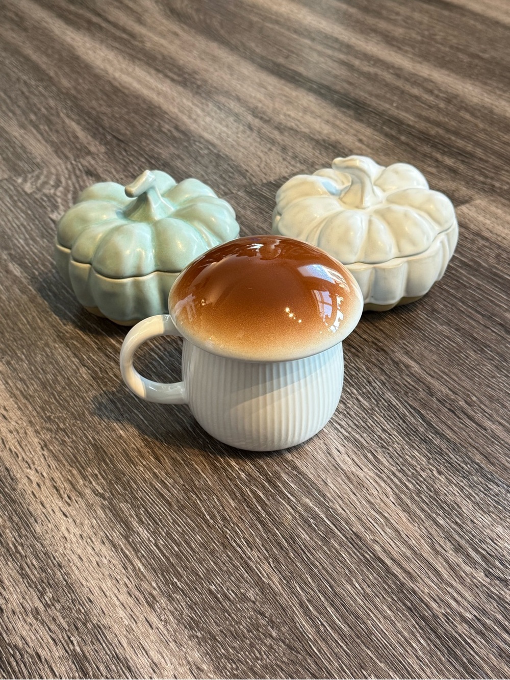 Cute pumpkin and mushroom ceramic set!